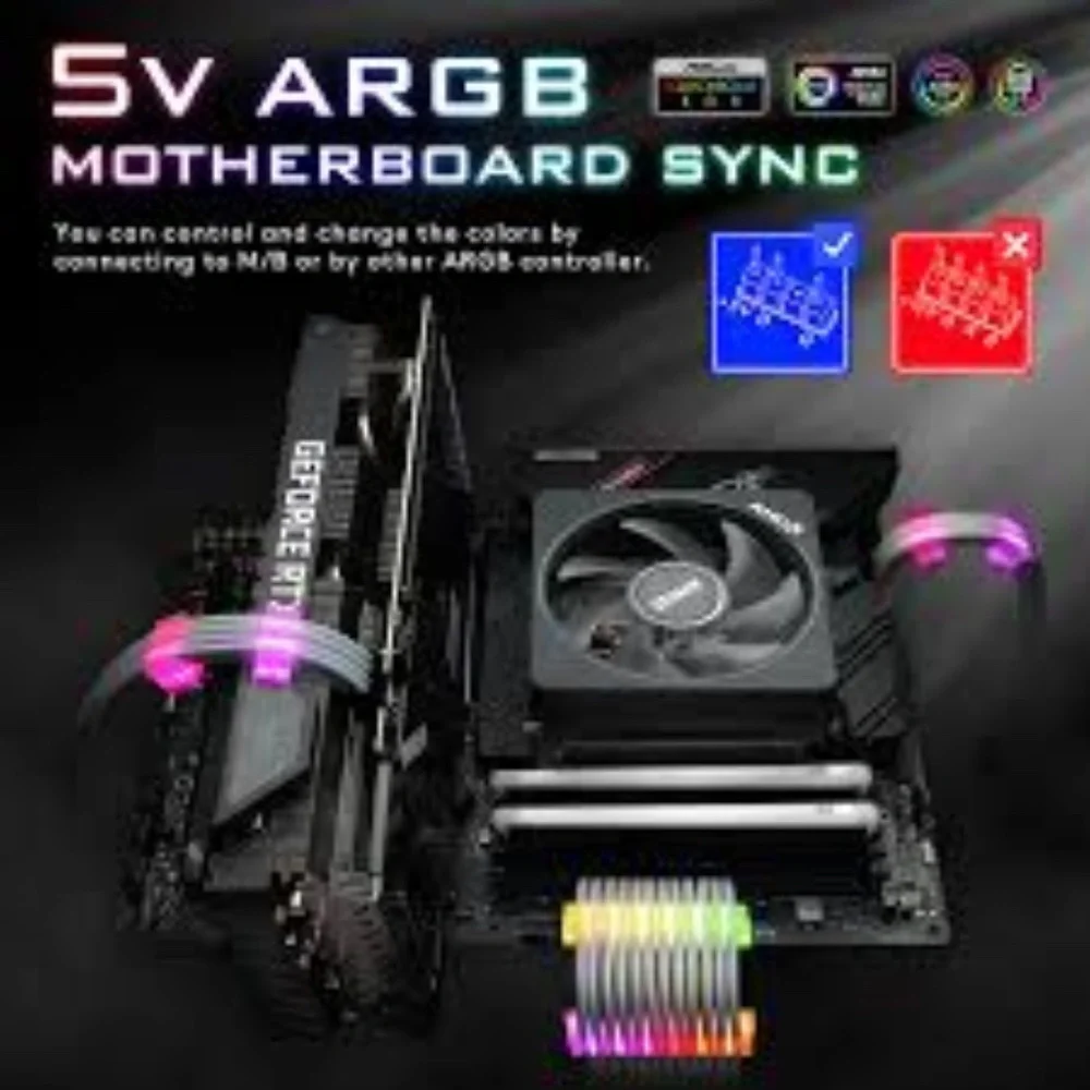 pc cable combs RGB with extra plug sleeves, 2 Artic fans also a led for pc